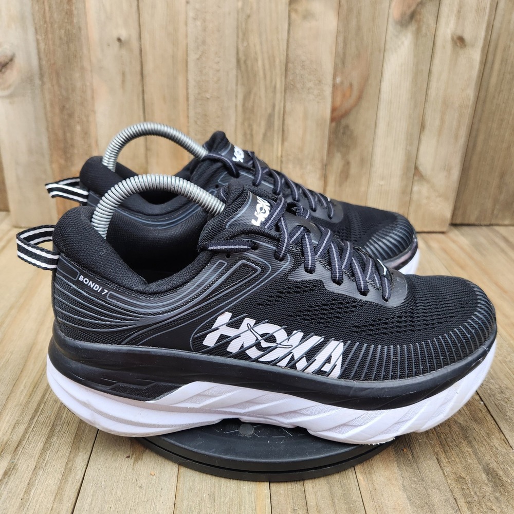 Hoka One One Bondi 7 Running Shoes Womens size 8.5 Black White 1110519 BWHT - Picture 3 of 10